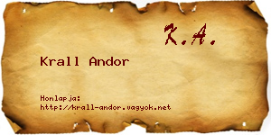 Krall Andor névjegykártya